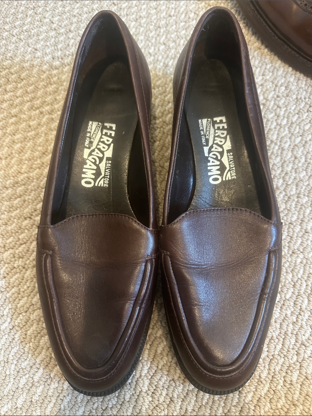 Salvatore Ferragamo Dark Brown Leather Penny Loafers